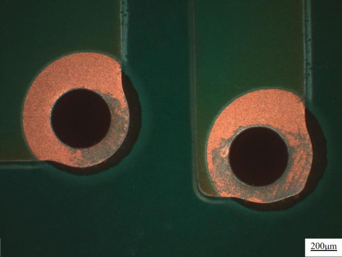 foreign body on the surface of through hole